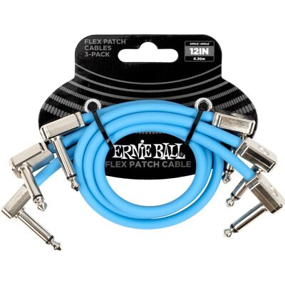 Ernie Ball Flex Patch Cable 12" Blue 3-Pack Ernie Ball Flex Patch Cable 12" Blue 3-Pack