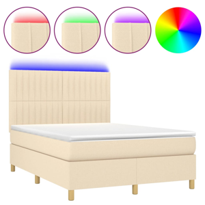 vidaXL krémszínű szövet rugós és LED-es ágy matraccal 140x200 cm (3135602)