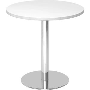 kaiserkraft Tárgyalóasztal, Ø 800 mm, 755 mm magas, krómozott váz, fehér asztallap Lap színe világosszürke
