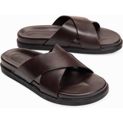 Férfi Ombre Bőr Flip-Flop Papucsok Keresztezett Pántokkal fekete 44 male Férfi Ombre Bőr Flip-Flop Papucsok Keresztezett Pántokkal fekete 44 male