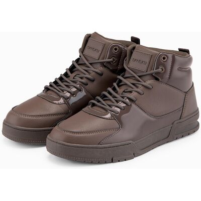 Ombre Men's high-top sneakers shoes with shiny elements - dark brown barna 41 male Ombre Men's high-top sneakers shoes with shiny elements - dark brown barna 41 male