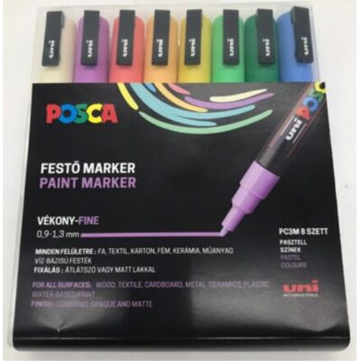 UNI POSCA 3M dekormarker készlet - 8db pasztell szín UNI POSCA 3M dekormarker készlet - 8db pasztell szín