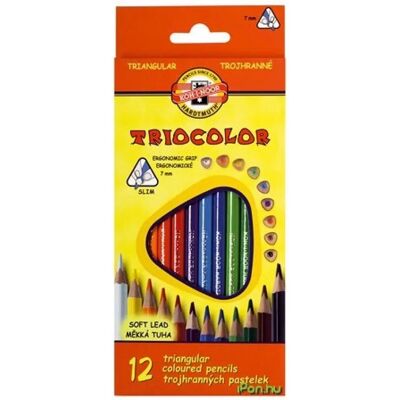 KOH-I-NOOR Színes ceruza készlet háromszögletű Triocolor 3132/12 12 különböző szín KOH-I-NOOR Színes ceruza készlet háromszögletű Triocolor 3132/12 12 különböző szín