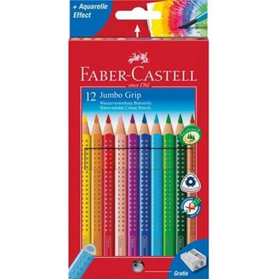 FABER-CASTELL Színes ceruza készlet háromszögletű Jumbo Grip 12 különböző szín és hegyező szett FABER-CASTELL Színes ceruza készlet háromszögletű Jumbo Grip 12 különböző szín és hegyező szett