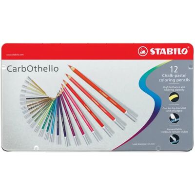 STABILO Pasztell ceruza készlet kerek fém doboz CarbOthello 12 különböző szín STABILO Pasztell ceruza készlet kerek fém doboz CarbOthello 12 különböző szín
