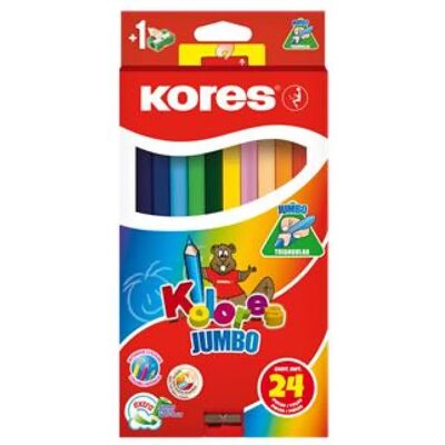 Kores Színes Ceruzák Kolores JUMBO - 24 Háromszögletű Színes Ceruzák Kores Színes Ceruzák Kolores JUMBO - 24 Háromszögletű Színes Ceruzák