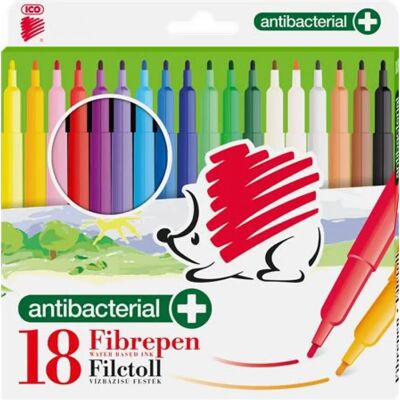 ICO Süni 300 antibakteriális filctoll készlet 18 különböző szín ICO Süni 300 antibakteriális filctoll készlet 18 különböző szín