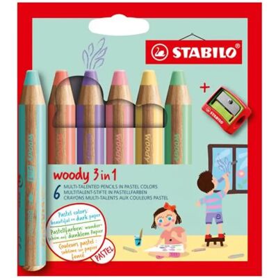 STABILO Woody 3 in 1 Pastel színes ceruza készlet kerek vastag 6 különböző pasztell szín STABILO Woody 3 in 1 Pastel színes ceruza készlet kerek vastag 6 különböző pasztell szín