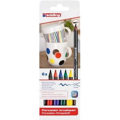 EDDING 4200 Family color Ecsetirón készlet porcelánra 6 különböző szín EDDING 4200 Family color Ecsetirón készlet porcelánra 6 különböző szín