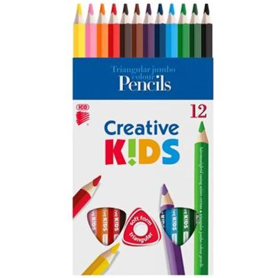 ICO Creative kids Színes ceruza készlet háromszögletű vastag 12 különböző szín ICO Creative kids Színes ceruza készlet háromszögletű vastag 12 különböző szín