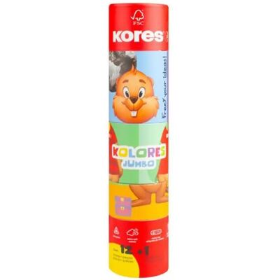 KORES KOLORES Twist & Turn Színes ceruza készlet háromszögletű jumbo 1 hegyezővel 12 különböző szín KORES KOLORES Twist & Turn Színes ceruza készlet háromszögletű jumbo 1 hegyezővel 12 különböző szín