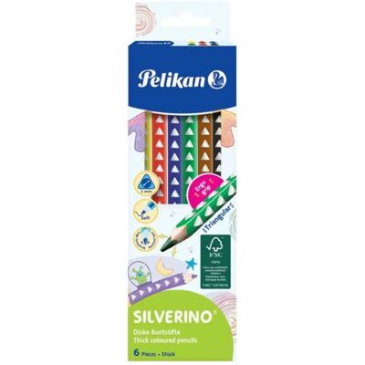 Pelikan Silverino színes ceruza vastag háromszögletű vegyes színű 6db Pelikan Silverino színes ceruza vastag háromszögletű vegyes színű 6db