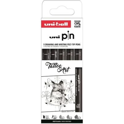 UNI Pin Tattoo Art rajzmarker készlet 5 darabos UNI Pin Tattoo Art rajzmarker készlet 5 darabos