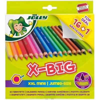JOLLY X-BIG Színes ceruzák - 17 db - Kisgyermekeknek alkalmas JOLLY X-BIG Színes ceruzák - 17 db - Kisgyermekeknek alkalmas