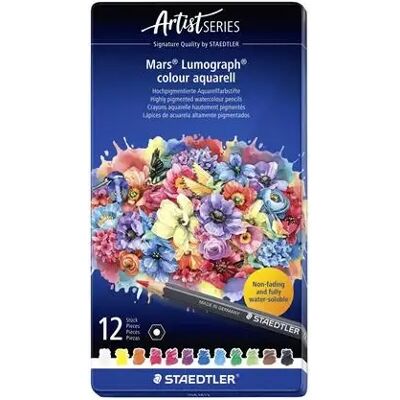 Staedtler Mars Lumograph 104 Akvarell színes ceruza készlet hatszögletű fémdobozos 12 szín Staedtler Mars Lumograph 104 Akvarell színes ceruza készlet hatszögletű fémdobozos 12 szín