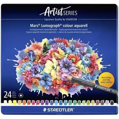 Staedtler Mars Lumograph 104 Akvarell színes ceruza készlet hatszögletű fémdobozos 24 szín Staedtler Mars Lumograph 104 Akvarell színes ceruza készlet hatszögletű fémdobozos 24 szín