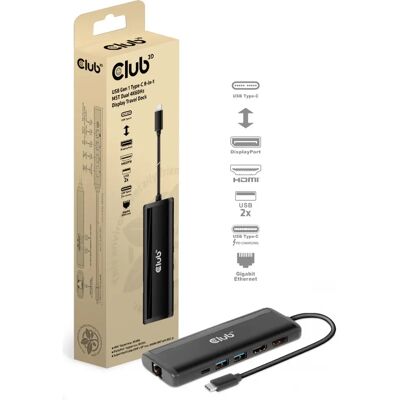 Club 3D USB Gen 1 Type-C 8-in-1 MST Dual 4K60Hz Display Travel Dock Club 3D USB Gen 1 Type-C 8-in-1 MST Dual 4K60Hz Display Travel Dock