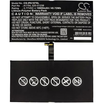 CAMERON SINO IPAD Pro 12.9 (2017) CAMERON SINO Li-Polymer akku 3.77V/10800mAh, Apple 020-01238 kompatibilis, FEKETE CAMERON SINO IPAD Pro 12.9 (2017) CAMERON SINO Li-Polymer akku 3.77V/10800mAh, Apple 020-01238 kompatibilis, FEKETE