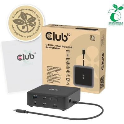 Club 3D CSV-2542 12-1 USB-C Quad DisplayLink Docking Station Club 3D CSV-2542 12-1 USB-C Quad DisplayLink Docking Station