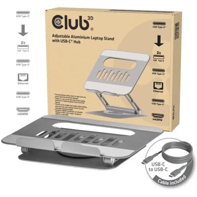 Club 3D CSV-2554 6-in-1 USB-C Hub Állítható Laptop Állvány 360° 100W Club 3D CSV-2554 6-in-1 USB-C Hub Állítható Laptop Állvány 360° 100W