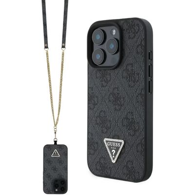 GUESS Hátlaptok + nyakbaakasztó pánt iPhone 16 Pro Max fekete GUESS Hátlaptok + nyakbaakasztó pánt iPhone 16 Pro Max fekete
