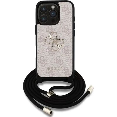 GUESS PU 4G Metal Logo tok vállpánttal iPhone 16 Pro Max rózsaszín GUESS PU 4G Metal Logo tok vállpánttal iPhone 16 Pro Max rózsaszín