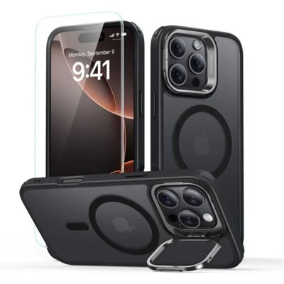 ESR iPhone 16 Pro ESR CLASSIC HYBRID szilikon telefonvédő ütésállóság, matt + képernyővédő üveg, FEKETE ESR iPhone 16 Pro ESR CLASSIC HYBRID szilikon telefonvédő ütésállóság, matt + képernyővédő üveg, FEKETE