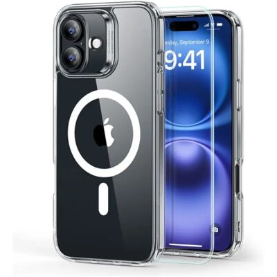 ESR iPhone 16 Plus HYBRID HALOLOCK szilikon telefonvédő ütésállóság, MagSafe + képernyővédő üveg, ÁTLÁTSZÓ ESR iPhone 16 Plus HYBRID HALOLOCK szilikon telefonvédő ütésállóság, MagSafe + képernyővédő üveg, ÁTLÁTSZÓ