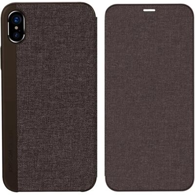 JOYROOM LEON iPhone X 5.8 / XS 5.8 tok álló, bőr hatású aktív FLIP, textilbevonat, barna JOYROOM LEON iPhone X 5.8 / XS 5.8 tok álló, bőr hatású aktív FLIP, textilbevonat, barna