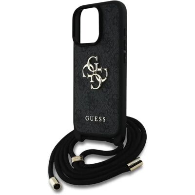 GUESS PU 4G Metal Logo tok vállpánttal iPhone 16 Pro Max fekete GUESS PU 4G Metal Logo tok vállpánttal iPhone 16 Pro Max fekete