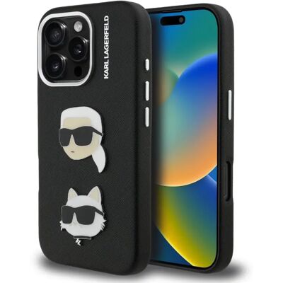 KARL LAGERFELD Grained PU K&CH Heads tok iPhone 16 Pro fekete KARL LAGERFELD Grained PU K&CH Heads tok iPhone 16 Pro fekete