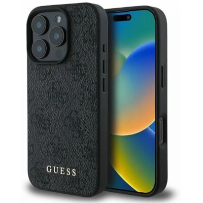 GUESS iPhone 16 Pro GUESS 4G METAL GOLD LOGO műanyag telefonvédő textil hátlap FEKETE GUESS iPhone 16 Pro GUESS 4G METAL GOLD LOGO műanyag telefonvédő textil hátlap FEKETE