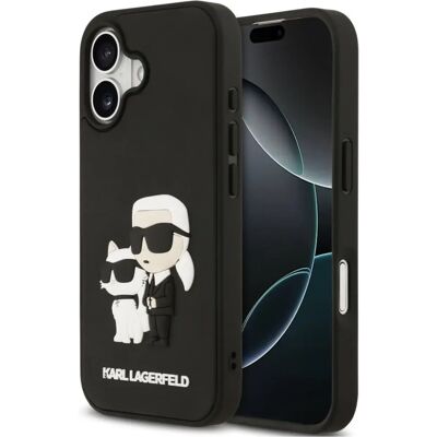 KARL LAGERFELD 3D Rubber hátlaptok iPhone 17 Karl and Choupette fekete KARL LAGERFELD 3D Rubber hátlaptok iPhone 17 Karl and Choupette fekete