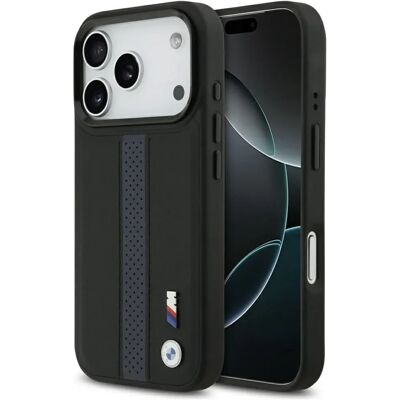 BMW M Perforated Stripe Logo MagSafe tok iPhone 17 Pro fekete-kék BMW M Perforated Stripe Logo MagSafe tok iPhone 17 Pro fekete-kék