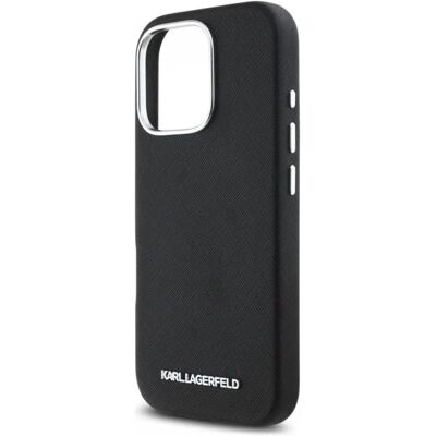 KARL LAGERFELD iPhone 16 Pro KARL LAGERFELD SAFFIANO FULL WRAPPED ELONGATED METAL LOGO szilikon telefonvédő ütésállóság, FEKETE KARL LAGERFELD iPhone 16 Pro KARL LAGERFELD SAFFIANO FULL WRAPPED ELONGATED METAL LOGO szilikon telefonvédő ütésállóság, FEKETE