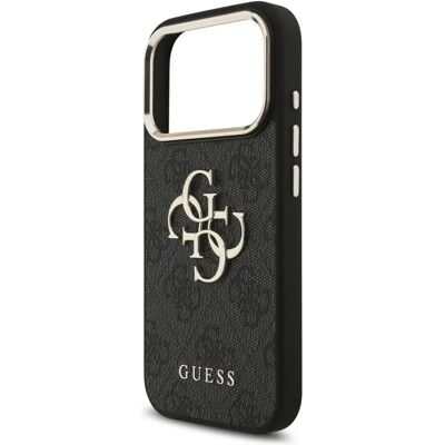 GUESS iPhone 17 Pro GUESS 4G BIG CLASSIC LOGO szilikon telefonvédő ütésállóság, bőr hatású hátlap, FEKETE/ARANY GUESS iPhone 17 Pro GUESS 4G BIG CLASSIC LOGO szilikon telefonvédő ütésállóság, bőr hatású hátlap, FEKETE/ARANY