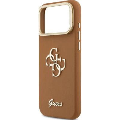 GUESS iPhone 17 Pro Max GUESS GRAINED BIG 4G & STAND CAMERA szilikon telefonvédő műanyag hátlap, kitámasztó, BARNA GUESS iPhone 17 Pro Max GUESS GRAINED BIG 4G & STAND CAMERA szilikon telefonvédő műanyag hátlap, kitámasztó, BARNA