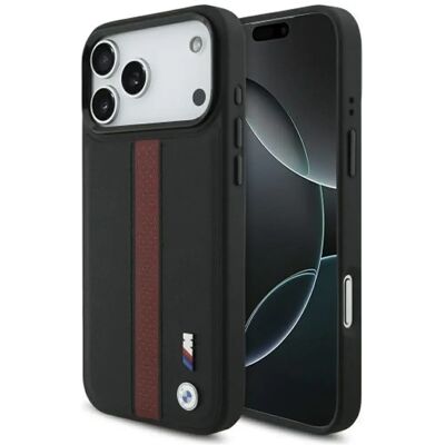BMW M Perforated Stripe Logo MagSafe tok iPhone 17 Pro Max fekete-piros SP112033 BMW M Perforated Stripe Logo MagSafe tok iPhone 17 Pro Max fekete-piros SP112033