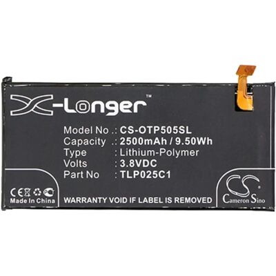 CAMERON SINO Alcatel Pop 4 plus CAMERON SINO Li-Polymer akku 3.8V/2500mAh, Alcatel TLP025C1 kompatibilis, FEKETE CAMERON SINO Alcatel Pop 4 plus CAMERON SINO Li-Polymer akku 3.8V/2500mAh, Alcatel TLP025C1 kompatibilis, FEKETE