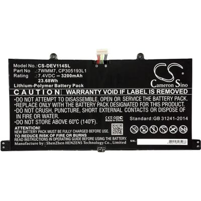 CAMERON SINO Li-Polymer akku 7.4V/3200mAh, DELL 7WMM7 kompatibilis CAMERON SINO Li-Polymer akku 7.4V/3200mAh, DELL 7WMM7 kompatibilis