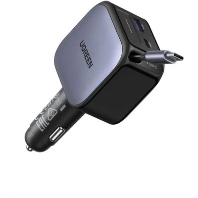 UGREEN 55212B Autós töltő visszahúzható kábellel 3x USB 60W ezüst UGREEN 55212B Autós töltő visszahúzható kábellel 3x USB 60W ezüst