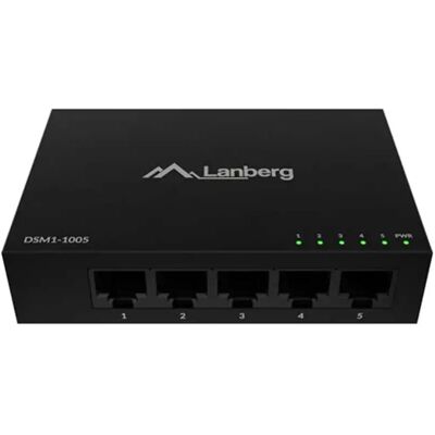 LANBERG DSM1-1005 5x Gigabit Desktop Switch fémházas 12V LANBERG DSM1-1005 5x Gigabit Desktop Switch fémházas 12V