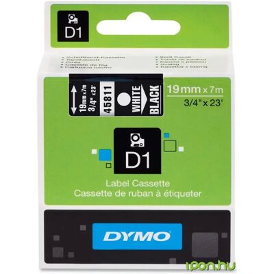Dymo 45811 Címke LM D1 alap 19mm fehér betű / fekete alap Dymo 45811 Címke LM D1 alap 19mm fehér betű / fekete alap