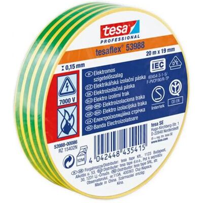 TESA Szigetelőszalag 19 mm x 20 m "Professional" zöld-sárga TESA Szigetelőszalag 19 mm x 20 m "Professional" zöld-sárga