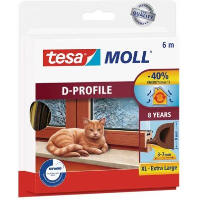 TESA Ajtó és ablaktömítő szalag 9 mm x 6 m "tesamoll® D profil" barna TESA Ajtó és ablaktömítő szalag 9 mm x 6 m "tesamoll® D profil" barna