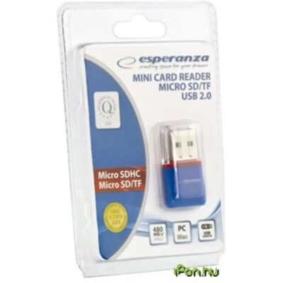 ESPERANZA EA134B USB Mini Card Reader 2.0 Kék ESPERANZA EA134B USB Mini Card Reader 2.0 Kék
