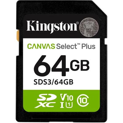 Kingston Canvas Select Plus 64GB SDXC 30 MB/s SDS3/64GB Kingston Canvas Select Plus 64GB SDXC 30 MB/s SDS3/64GB