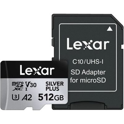 Lexar High-Performance Silver Plus microSDXC 512GB adapterrel 843367135356 Lexar High-Performance Silver Plus microSDXC 512GB adapterrel 843367135356