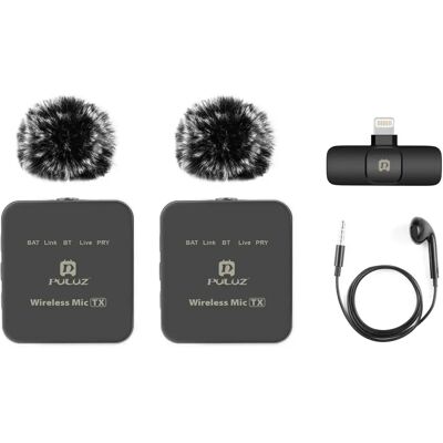 Puluz Vezeték nélküli mikrofon - iPhone/iPad - Fekete Puluz Vezeték nélküli mikrofon - iPhone/iPad - Fekete