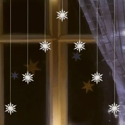 SOMOGYI ELECTRONIC Akril hópehely fényfüggöny kül- és beltéri kivitel 7 db melegfehér LED szélesség 1.2 m SOMOGYI ELECTRONIC Akril hópehely fényfüggöny kül- és beltéri kivitel 7 db melegfehér LED szélesség 1.2 m